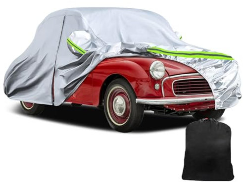 Car Cover Suitable for Morris Minor 1000 1948-1971, Waterproof Full Garage Car Cover with Cotton Lined and Zipper Door for Snow, Rain, All Weather Protection