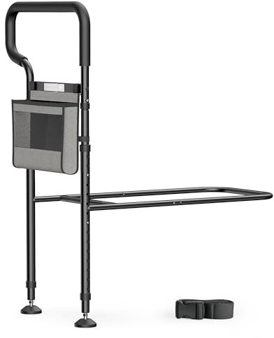 NIMOOD C3 PRO Aufstehhilfe Bett mit Verlängerungsbein für bessere Stabilität, Haltegriffe für Senioren, Höhenverstellbarer Haltegriff Bett Einstiegshilfe, LED-Sensorlicht zur Vermeidung von Stürzen