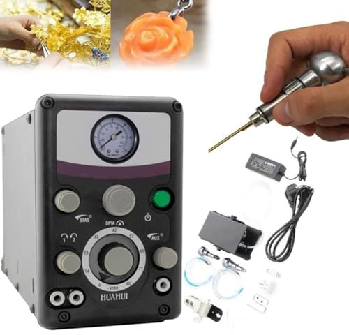 Macchina Per Incisore, Macchine Per Incidere Manuali Pneumatiche A Doppia Testa 400-8000 Giri/min Manipolo Per Bulino Pneumatico Micro Incisore Per Artigianato Di Gioielli E Ferro Battuto(Color:110v)