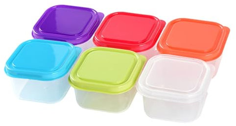 6PCS Plastic Food Storage Containers Small Food Storage Containers with Lids Plastic Meal Prep Containers Reusable Freezer Storage Snack Boxes for Kids Catering Trays Microwavable Yoghurt Pots