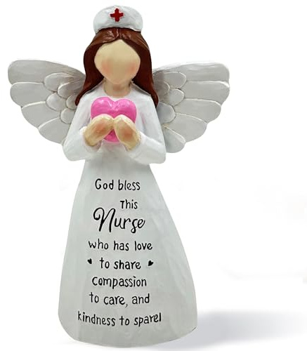 Bozspacer Nurses Gifts - Hand-Painted Nurse Angle Figurine for Women, Nurse Practitioner, RN, Healthcare Workers - Graduation and Medical Graduates Resin Doll - 5.9 Inches Decor for Christmas