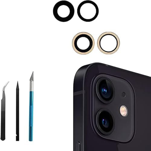 Posteriore Fotocamera Posteriore Vetro Lente di Ricambio per iPhone 12 e iPhone 12 Mini con Adesivo Preinstallato e Kit di Strumenti di Riparazione