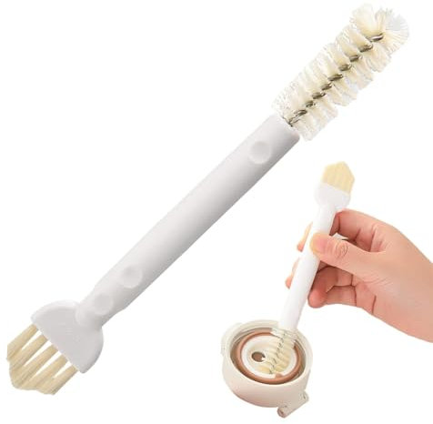 Vuggdt Cup Lid Cleaning Brush | Scrubbing Detailing Water Bottle Lid Brush - Rotating Head Nursing Bottle Cleaner with Ergonomic Handle for Mugs, Glasses