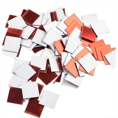 WAZUBC Lot de 200 Carreaux Miroir Autocollants 3 x 3cm Carreaux de Miroir Carrés Autocollants Mosaïque en Verre pour Loisirs Créatifs et Décoration (or rose)