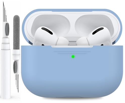 AHASTYLE Silikon Hülle für Airpods Pro Mit Reinigungsstift Schutzhülle und Haut Case für AirPods Pro 1st/ 2nd Generation [Front-LED Sichtbar] [Kabelloses Laden] Kompatibel mit Apple Airpods Pro 2019