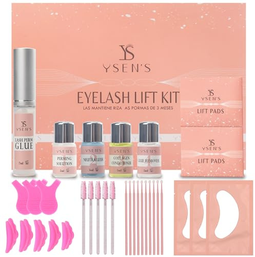 Ysen's Wimpernlift-Set mit Kleber, Perming-Lösung, Neutralisierer, Kollagen-Conditioner, Klebstoffentferner, Reinigungstool, Liftpads und Silikonpads in L, S, M, M1 und M2