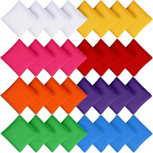 EXTRAPINS 32 Stück Cornhole Säckchen,Wurfsäckchen für Cornhole Spiel,Nylon Sitzsäcke Werfen,Cornhole Bean Bags Wurfspiel für Kinder Indoor Outdoor Spiele(8 Farben)