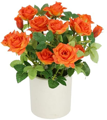 Flores artificiales en maceta, 32 cm, rosas artificiales, rosas silvestres, plantas artificiales, flores para tumba, decoración de boda, ramo de flores, decoración de mesa, flores de seda, flores