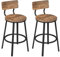 WOLTU Barhocker 2er Set, Küchenhocker Kücheninsel, Barstuhl rund, Tresenhocker mit Rückenlehne Fußstütze Metallgestell, Rustikales Braun, BH431vbn-2