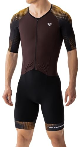 MY KILOMETRE Men’s Triathlon Suits Short Sleeve Tri Suit Racing Triathlon Suit – Quick Dry, Padded, Zipper Pocket