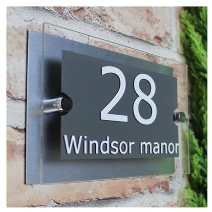 Crepundia Door Number,House Numbers For Metal Doors House Number Plate Acrylic Modern Address Door Signs Name Plates(140x200mm)