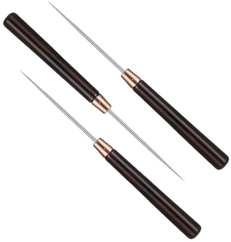 3 punteruoli per perline, punteruolo per cucito, manico in legno, cuciture in pelle, punteruoli per punzonatura, gratti, rilegatura, perline, sarto, riparazione fai da te (marrone rossastro)