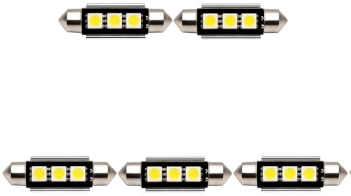 LED 12V Soffitten 39 mm weiß Innenraum Ersatz Beleuchtung warmweiß rot kaltweiß blau gelb grün (kaltweiß, 5 Stück)