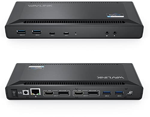 WAVLINK Docking station per laptop Dual 4K@60Hz (2 HDMI+2DP), Displaylink Dock con ricarica PD da 100 W, compatibile con Thunderbolt 4/3, USB-C/A - M1-M4 Mac, Windows, USB C da 10 Gbps, LAN - Driver