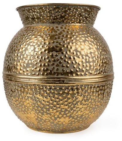 Large Antique Gold Rounded Vase