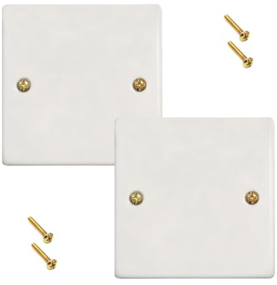 2 Pcs Blanking Plate,Single Socket Blanking Plate,Plastic Plate Covers | Standard White Switch Cover,Wall Plates,Plug Sockets Faceplate for Renovation & DIY Users (86mm x 86mm)