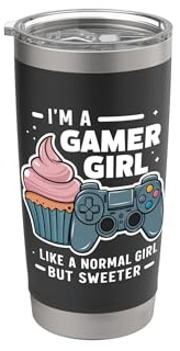 Sweet Gamer Girl Cute Pink Anime Cupcakes Gaming Girl Gamers Stainless Steel Insulated Tumbler