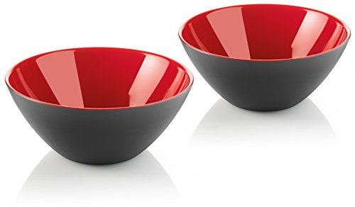 Guzzini - My Fusion, Set de 2 Bols - Noir/Rouge, Ø 12.5 x h5 cm | 260 CC - 281412140