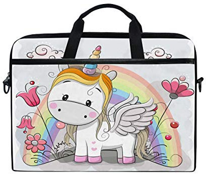 WowPrint Laptop-Hülle, süßes Tier-Einhorn, Laptop-Schutzhülle, Schultergurt mit Griff, tragbare Notebook-Tasche für 13 13,3 14 15 Zoll