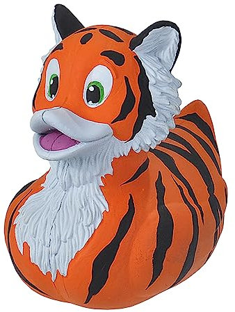 Wild Republic Rubber Duck Tiger, Gummiente, Badewannen-Geschenke für Kinder, Quietscheentchen, Badespielzeug für Babys, Gummiente lustig, Badeente zum Sammeln, 10 cm
