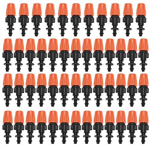 50-teiliges Sprühdüsen-Set, Sprühdüsen-Sprinklerkopf-Zerstäuber für das Tropfbewässerungssystem im Garten (Orange)