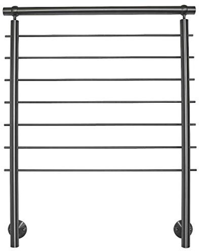 Edelstahl Geländer Handlauf für seitliche Montage 0,8m - 5,95m am Stück für Treppe Balkon Terrasse mit waagerechte Streben - Variante: Länge 200 cm mit 3 Pfosten und 7 Streben Seitenabstand 70mm