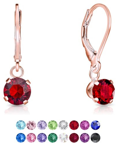 Orecchini Rossi Pendenti a Monachella - Argento 925 Placcati Oro Rosa 18K - Donna Con Brillantini - Colorati