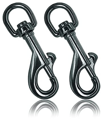 Ganzoo Karabiner-Haken mit Drehgelenk L: 75mm, Bolzen-Karabiner für Hunde-Leine, 2 Stück, Stahl-Karabiner, für Paracord 550 Hundehalsband, Schnapp-Karabiner Drehkopf, Zinklegierung, Farbe Titan