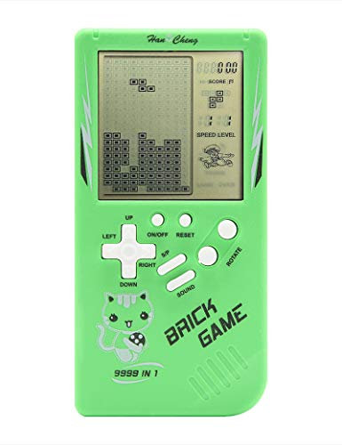 CZT Nouvelle Console de Jeu en Brique Grand écran 9999 en 1 réservoir/Course/tir/Whac-A-Mole/Jeu de Poche Puzzle de Loisirs Difficulté et Vitesse réglables 2*Pile AA (Non Incluse) (Vert)
