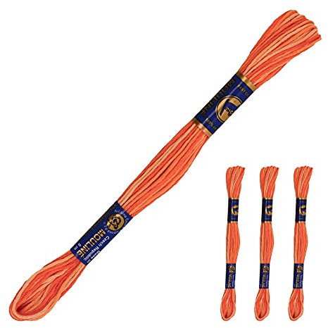 3 Docken Stickgarn je ca. 8m Sticktwist mit Farbverlauf 100% Baumwolle Stickerei Farbwahl, Farbe :22162 Kürbistöne