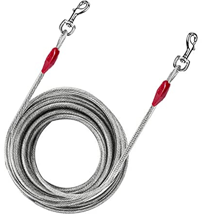 Strapazierfähiger Hundegurt – Auslegekabel – 3 m lange Hundeketten für draußen – 56,7 kg Auslegeleine für Stahlspiralpfahl, Outdoor, Camping, Reisen (3 m)