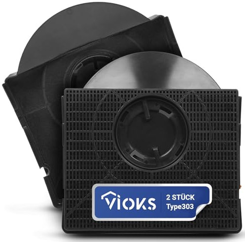 VIOKS Set 2x Kohlefilter für Dunstabzugshauben Ersatz für Whirlpool 484000008581 Wpro CHF303 Elica F00189/S Type 303 AEG Electrolux MCFE10 Ikеa NYTTIG FIL 558 Indesit C00380051 Dunstabzug Filter
