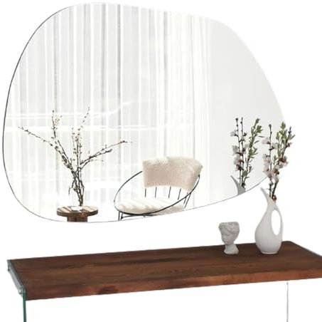 Gozos Moderner Industrial Marzagon Spiegel - Wandspiegel mit Klares Heckglas und inklusive Montagematerial - Maße 75 x 55 x 2,2 cm - Asymmetrischer Spiegel ideal als Dekorationsobjek
