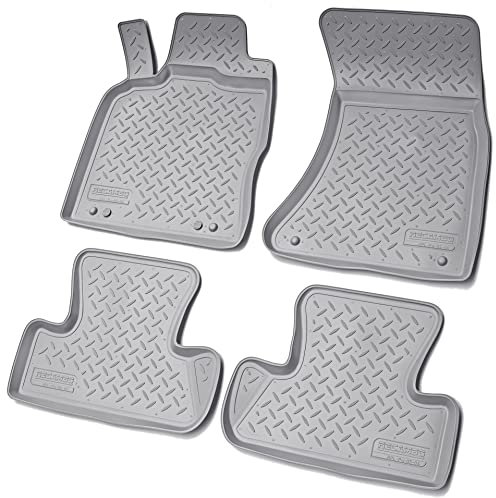 Recambo 3D Gummi Fußmatten kompatibel für Audi Q5 SQ5 8R | BJ 2008-2017 | Auto Gummimatten | Passgenau | mit Rand | grau
