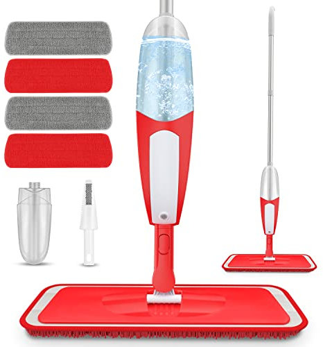UMAYCOOL Spray Floor Mops for Floor Cleaning, Floor Mops Microfiber Spray Mop Dry Wet Mop Dust Mop with 4 Reusable Mop Pads & 550ML Refillable Bottle for Cleaning Laminate, Tile, Wood, Hardwood Floor