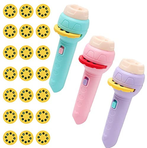 Tixiyu 3 Sets Projection Torch Toddlers Torches Kids Flashlight Projector Story Flashlight Slide Lamp Educational Learning Toy Night Lamp