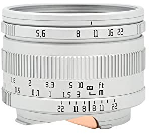 AstrHori 40 mm F5.6 Objectif de caméra manuel grand angle plein format jusqu'à 7000 W pixels couvrant argent 44 x 33 format moyen compatible avec appareil photo Leica M Mount argenté