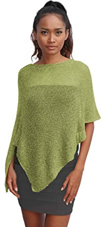 creazioni unique Poncho Coprispalle da Donna Elegante da Cerimonia o Sera - Poncho Donna in Rete di Viscosa Termica con Essenza di Fiore di Ciliegio (Verde Acido)