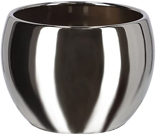 KOTARBAU® Pot de fleurs, en céramique, diamètre : 10 cm, pour fleurs, plantes, argenté