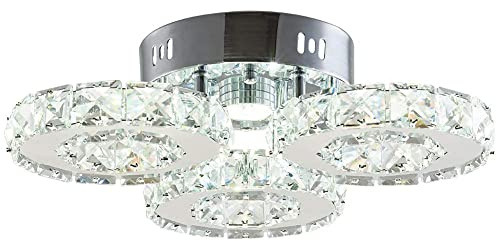 Moderner Kristall Kronleuchter 3 Ringe LED Großer Kristall Kronleuchter Zeitgenössische Edelstahl Leuchten Esszimmer Wohnzimmer Pendelleuchten (Kühles Weiß