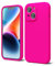 oakxco for iPhone 14 Phone Case Liquid Silicone, Fluorescent Bright Solid Color, Cute Thin Slim Soft Rubber TPU Plain Smooth Gel Matte Protective Cover for Women Girl, Fuchsia Hot Pink