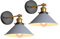 iDEGU 2 Stück Wandleuchten, Retro Wandlampe im Metall Lampenschirm mit 240° Verstellbare Moderne Deckenlampe Wandspots für Schlafzimmer Wohnzimmer Flur, 22CM (Grau)