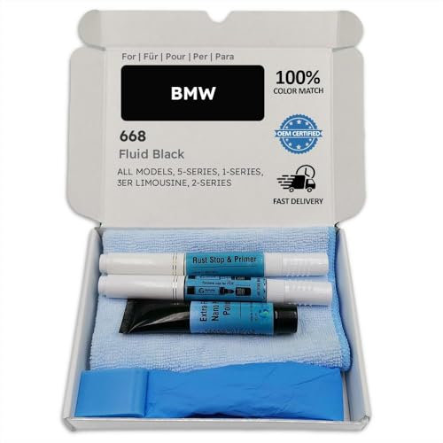 Genuine Colors Lackstift Fluid Black 668 für BMW Schwarz 5-Series 1-Series 3ER Limousine 2-Series