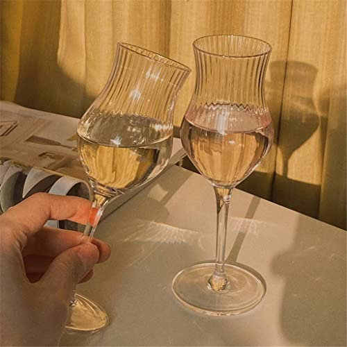 Vertical Stripes Crystal Glass Cup French Goblet Champagne Glass Brandy Wine Cup Home Wedding Party Cocktail Drinkware (A 2pcs/set)