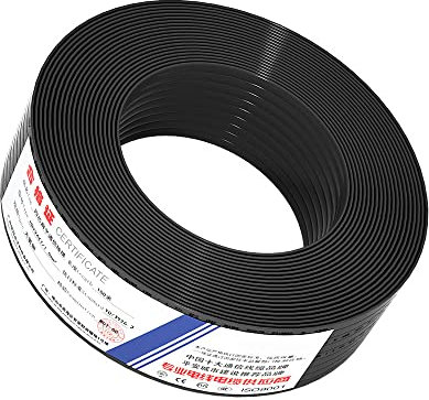 VIVOCH 100M(328ft) Pure Copper Multi-Strand Telephone Line RJ11 Communication 6-Core Indoor Connecting Line Flat Line, Black