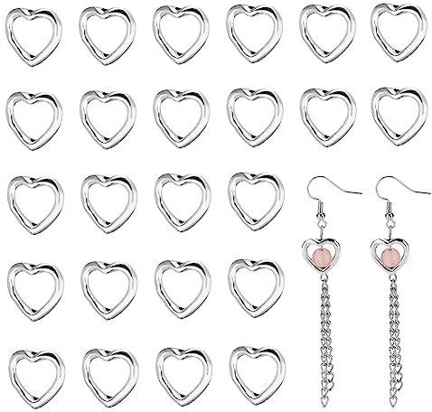nbeads 200 Stück Hohlen Herzrahmen, Antik Silber tibetischen Stil Herz lose Perlen Metall Herz Anhänger Charms für DIY Handwerk Armband Armbänder Halskette Schmuck Machen, Loch: 1mm