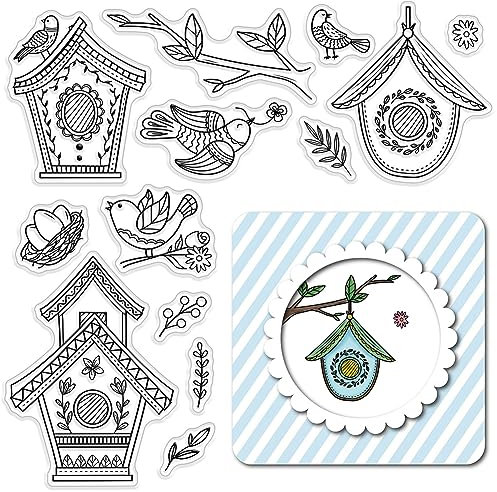 craspire Vogelkäfig-Vogel, Durchsichtige Gummistempel, Wiederverwendbar, Blumen, Silikon, Transparente Siegel, Stempel Für Journaling, Kartengestaltung, Freunde, DIY, Scrapbooking, Fotorahmen, Album