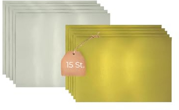 KITCHENDREAM Cake Board Set, Kuchenplatte, Eckig, Gold und Silber, 3 mm dicke Pappe, zum Servieren und Transportieren von Kuchen und Torten, auch für Party-Buffets, 15 Stk. 35x30cm