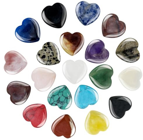 20 Piezas Piedra De Cristal Para La Curación Espiritual De La Piedra De Cristal Juego De Piedra De Amor Bolsa Pulida De Piedra De Amor Palma Pulgar Chakra Lingqi Meditación Yoga Equilibrio Espiritual