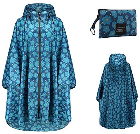 Regen Poncho Jacke Mantel Für Damen Herren Bunt Regenponcho Regenjacke Mit Kapuze Fahrrad Compact Regen Cape Für Wandern Outdoor Camping, Mit Tasche, Einheitsgröße 00c Blau One Size